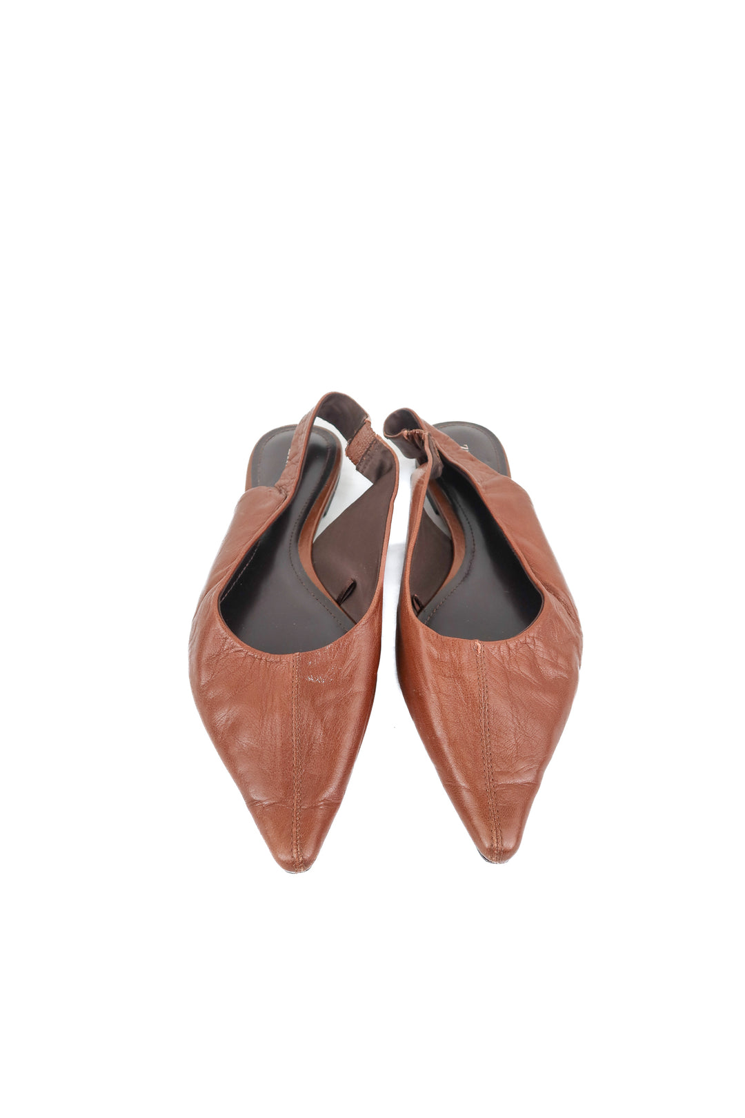 Zara brown leather flats (40)