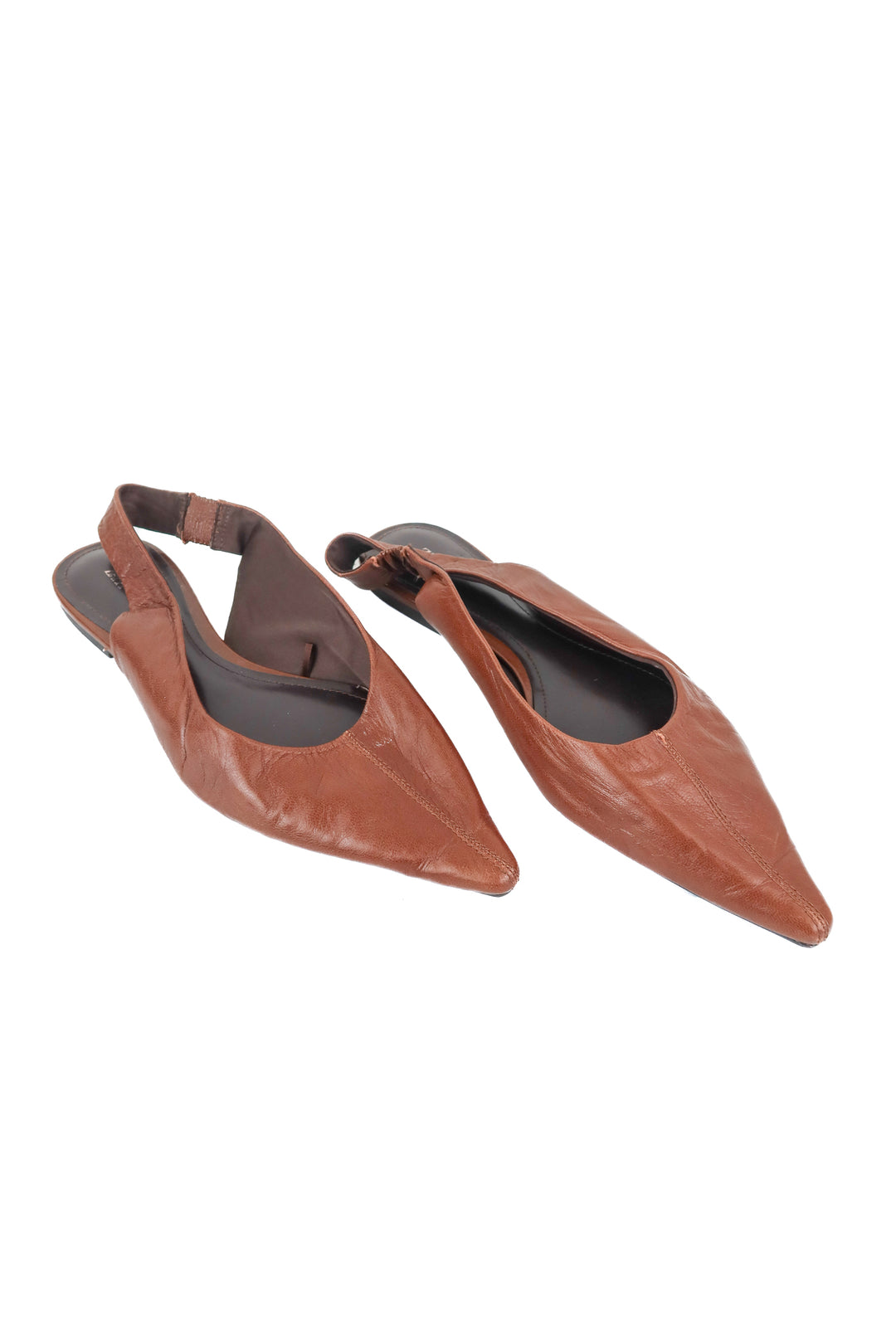 Zara brown leather flats (40)
