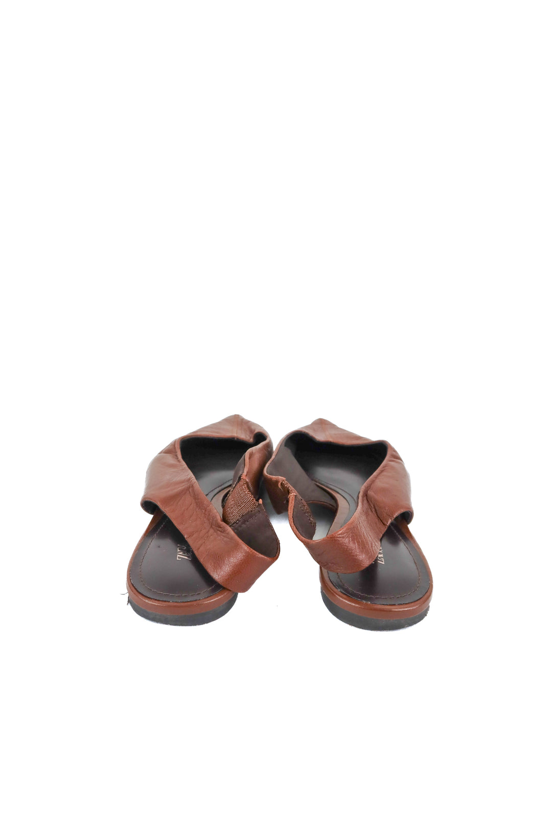 Zara brown leather flats (40)