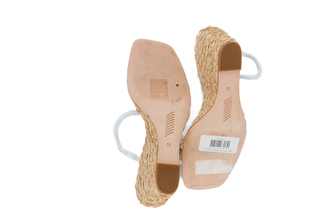 Paige rattan and white wedges (10; retail $298)