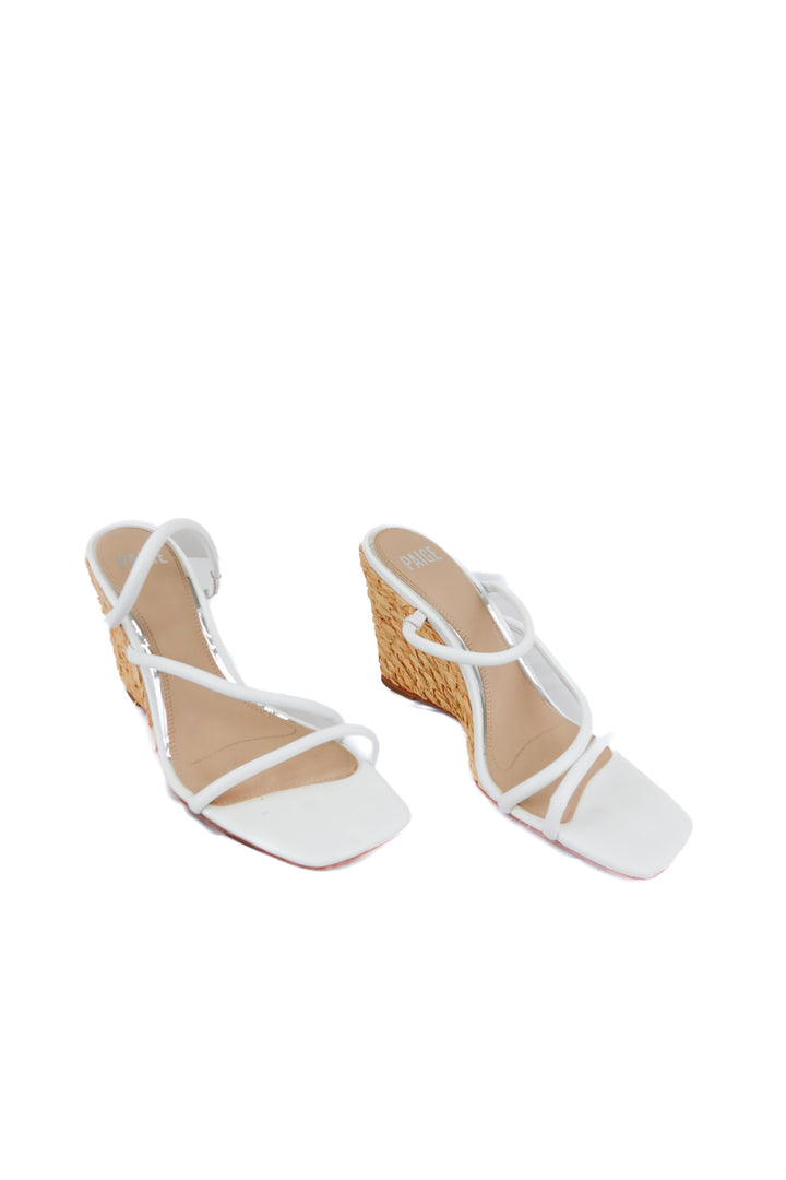 Paige rattan and white wedges (10; retail $298)