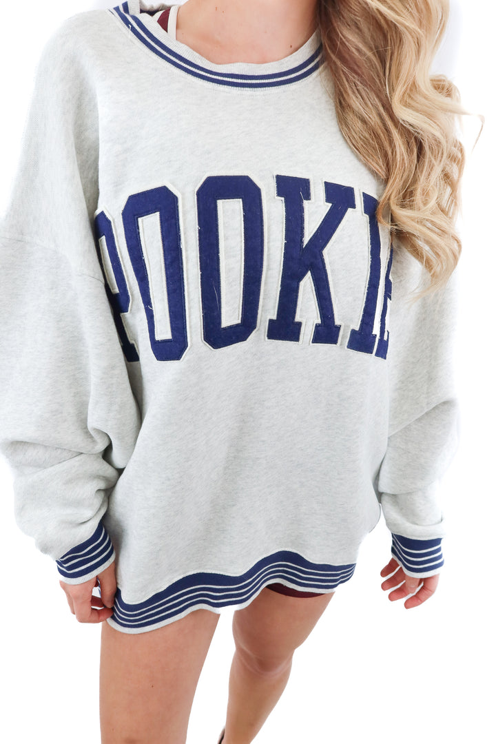 quintessential love grey "pookie" sweatshirt (L; retail $74)