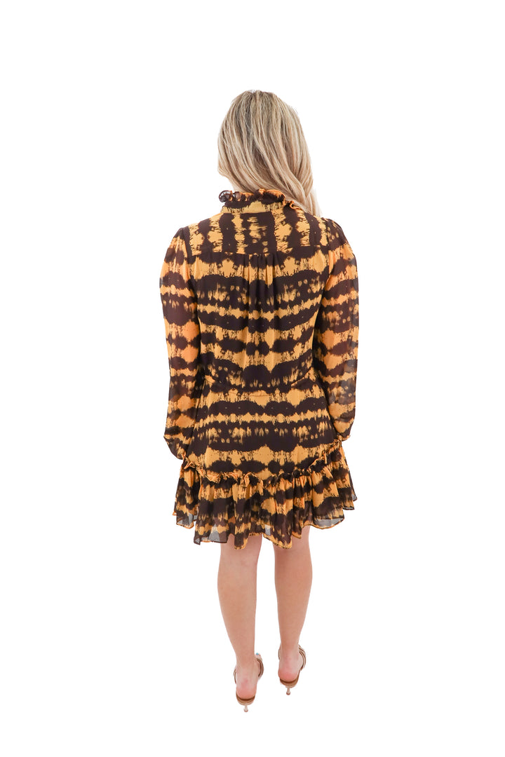buddy love brown/yellow dress (m; retail $159)