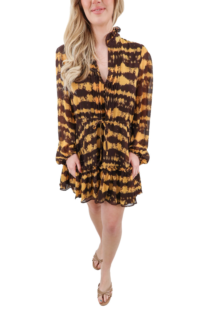 buddy love brown/yellow dress (m; retail $159)
