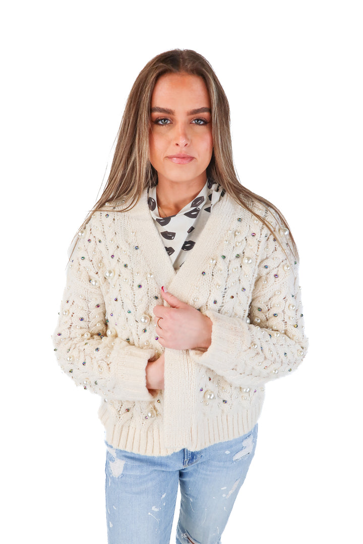 Maeve by Anthropologie Beaded Cream cardigan (O/S; retail $160)