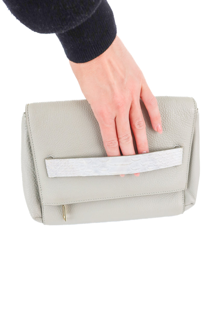 Haist cream leather clutch (retail $395)