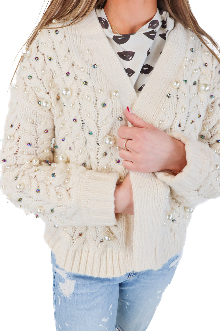 Maeve by Anthropologie Beaded Cream cardigan (O/S; retail $160)