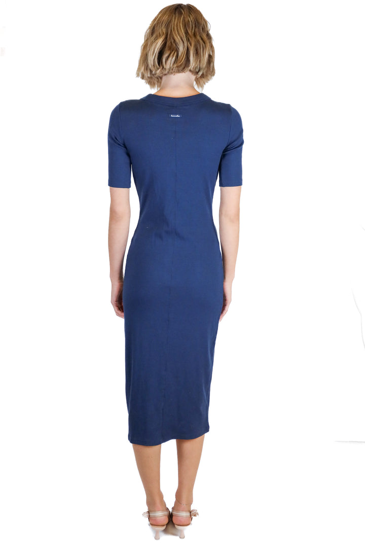 Travis Mathew dark blue button midi dress NWT (XS; retail $134.95)