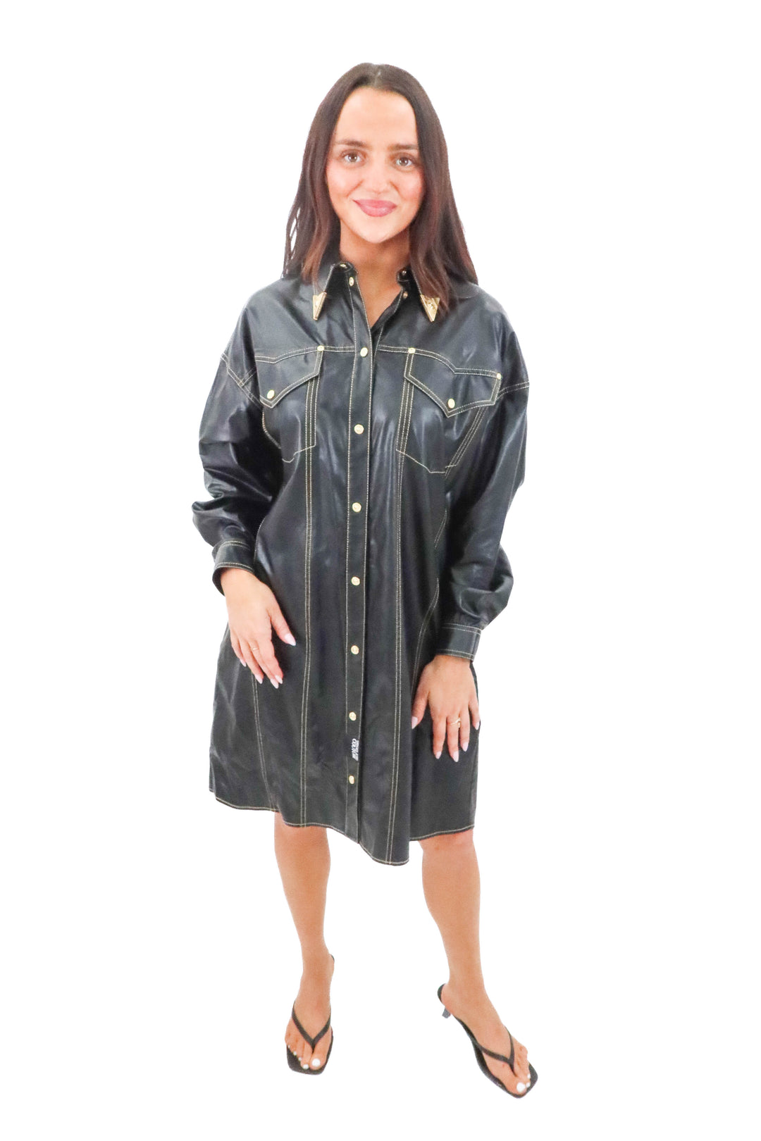 Versace jeans couture black coated dress (4; retail $697)