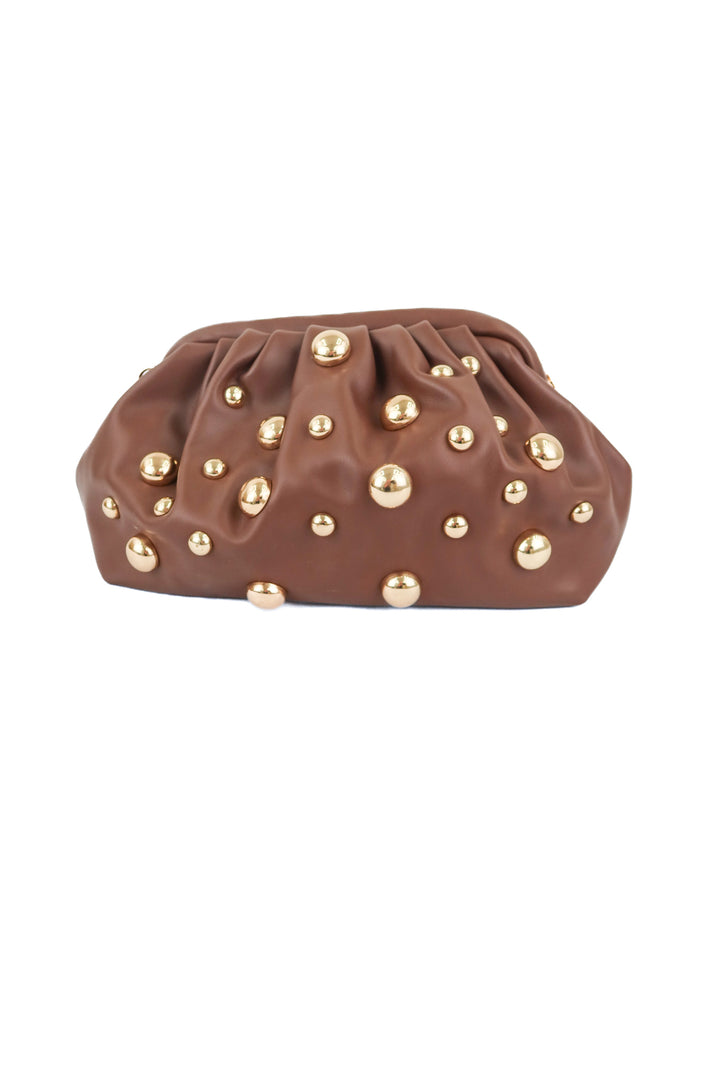 Urban expressions brown studded clutch