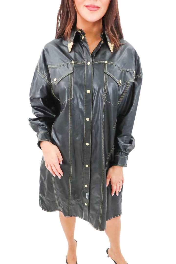 Versace jeans couture black coated dress (4; retail $697)