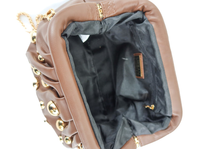 Urban expressions brown studded clutch