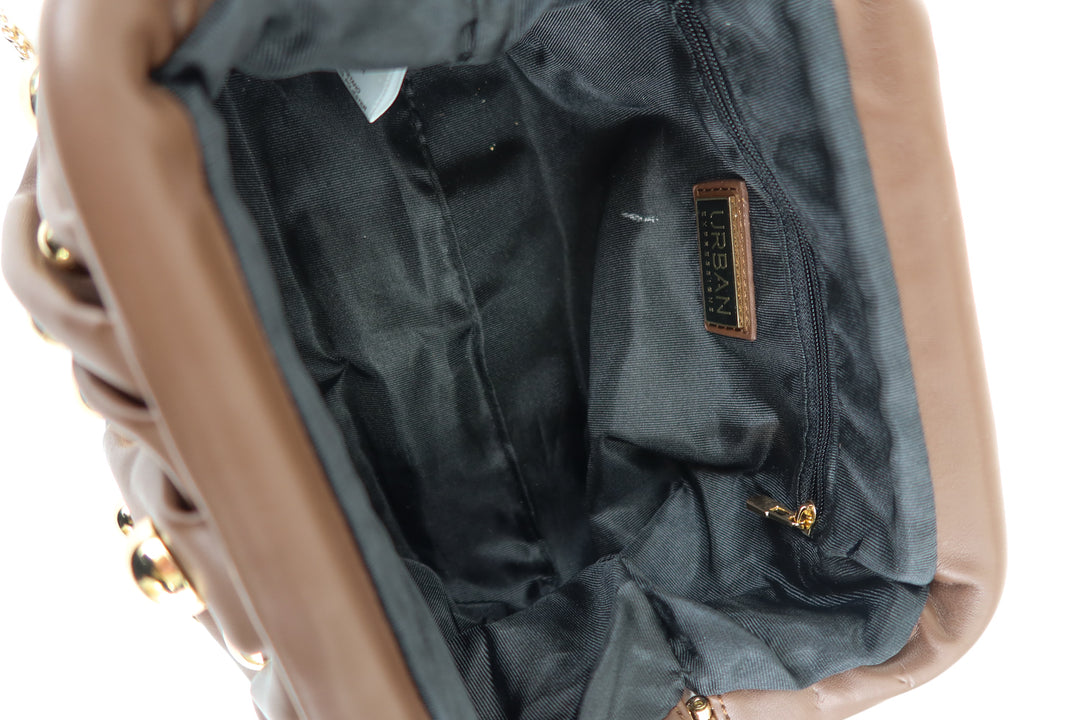 Urban expressions brown studded clutch