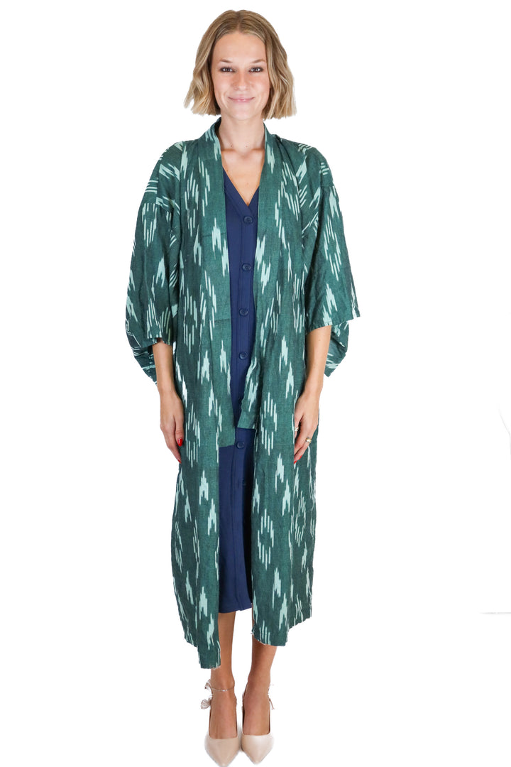 Kleed Green and Pink Butterfly Caftan (S/M; retail $383)