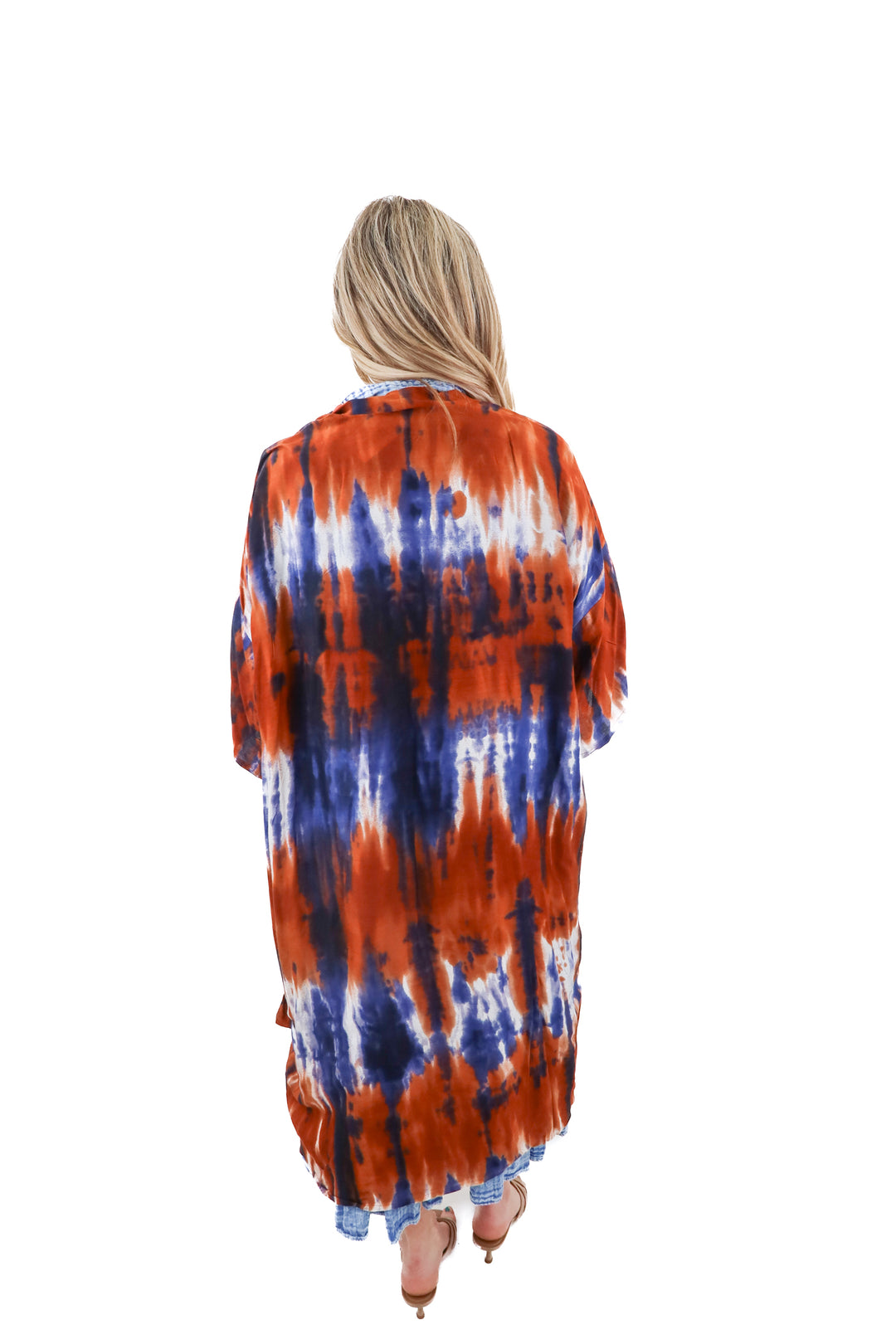 Bindya brown and indigo tie dye swim cover up (OS; retail $70)