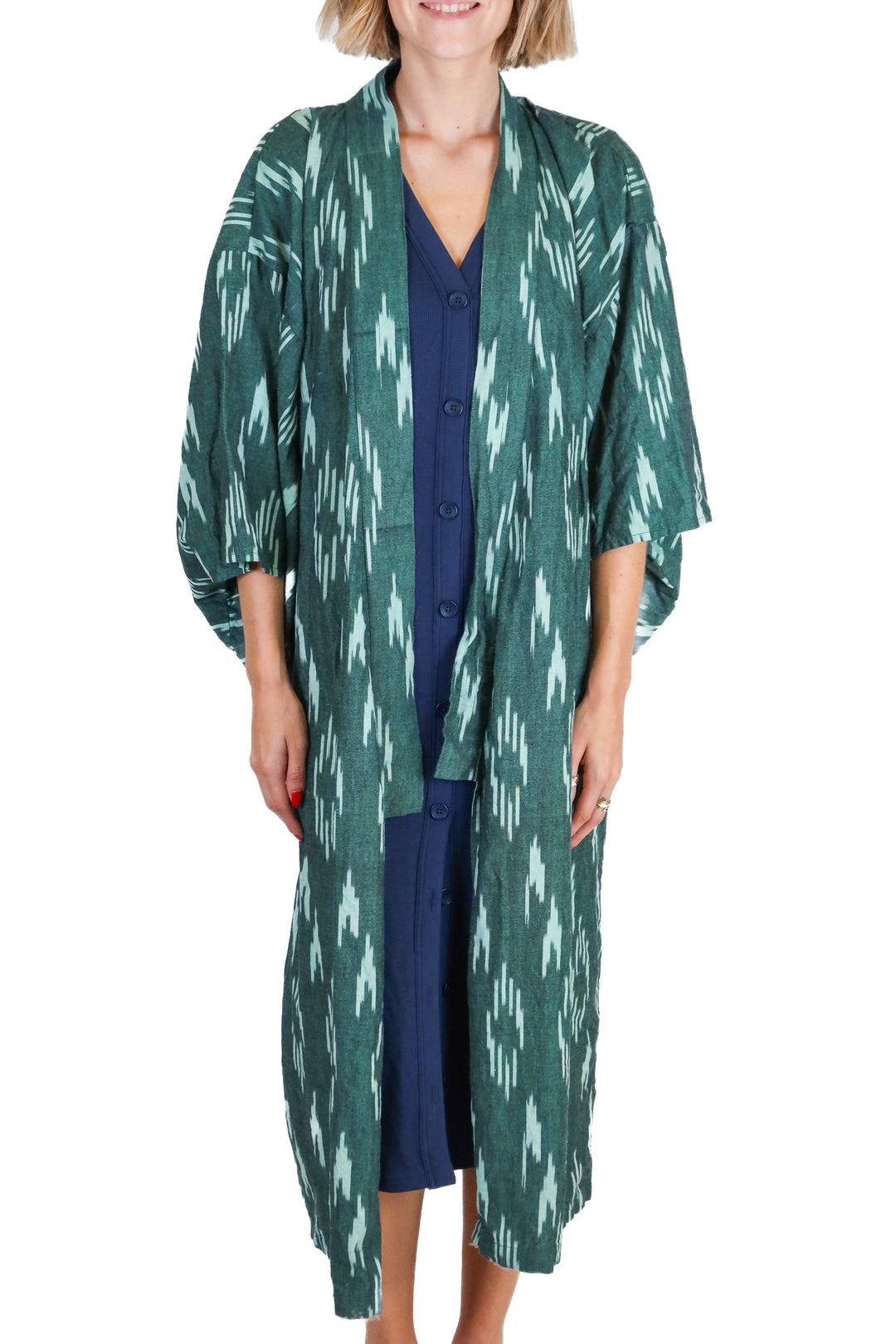 Kleed Green and Pink Butterfly Caftan (S/M; retail $383)