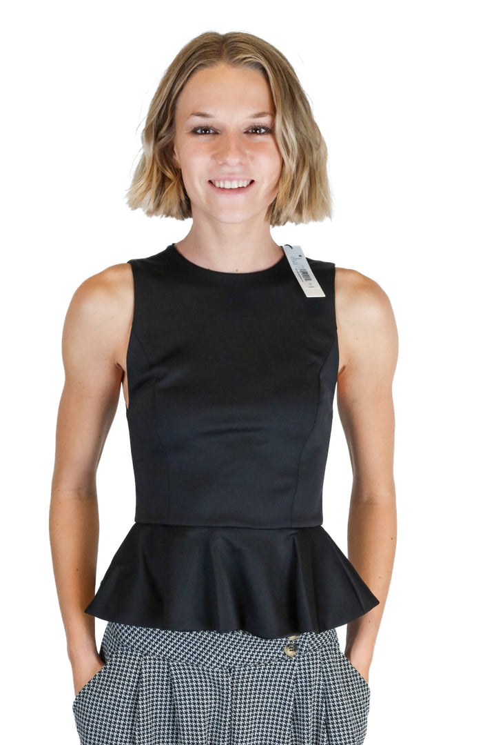 Alice + Olivia black peplum top NWT (XS; retail $250)