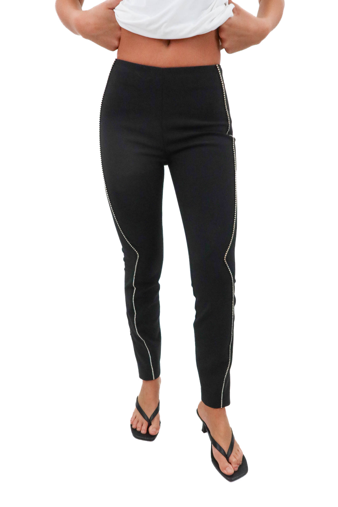 area black crystal lined pants (0; retail $695)