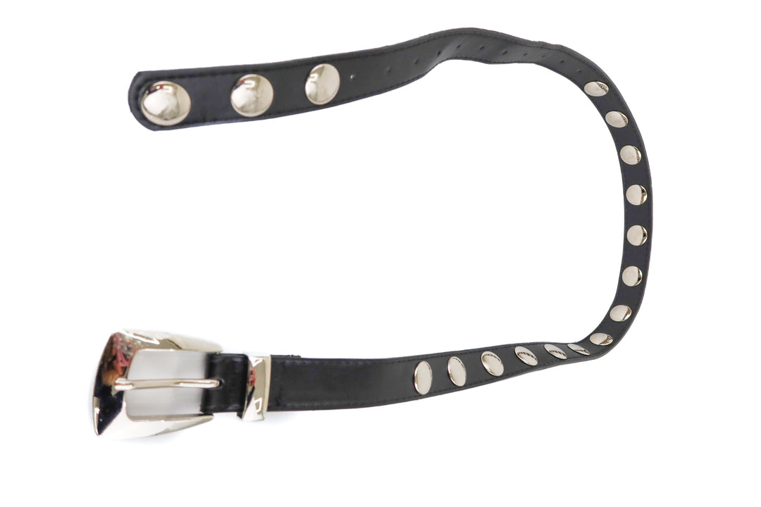 Silver studded black belt (M)