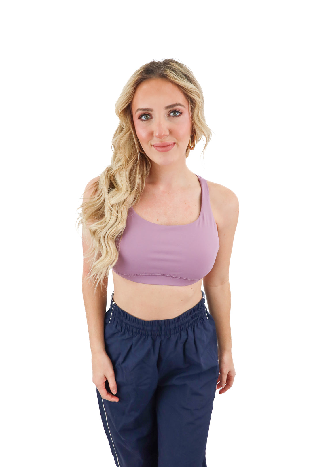 lululemon purple strappy racerback sports bra (10; retail $58)