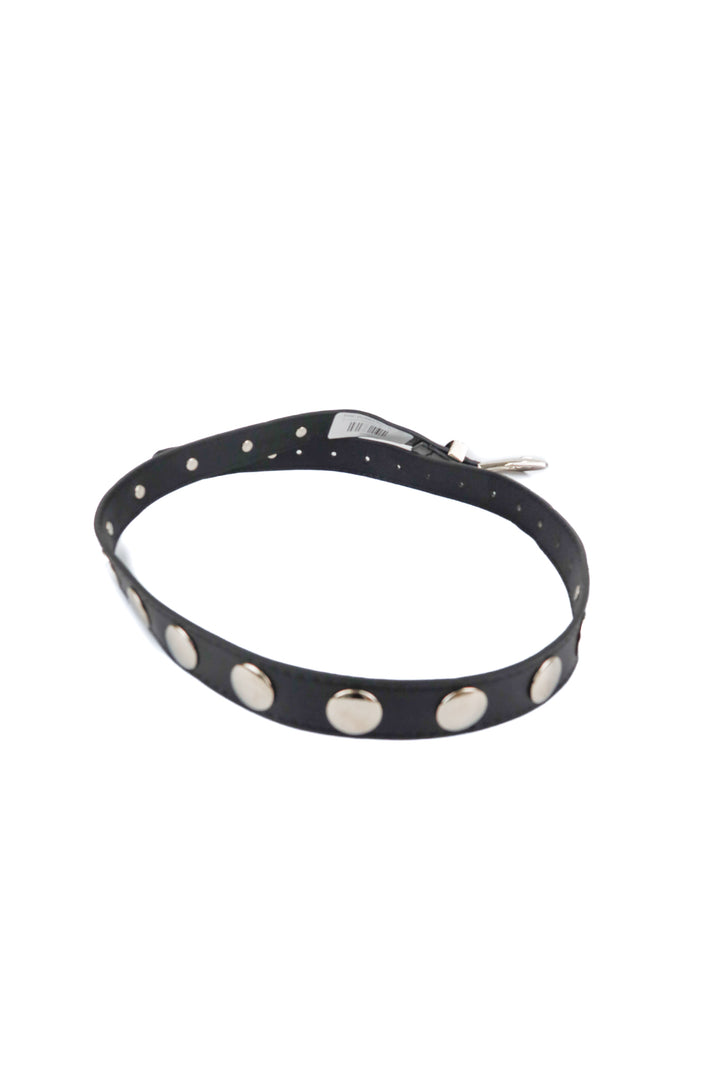 Silver studded black belt (M)