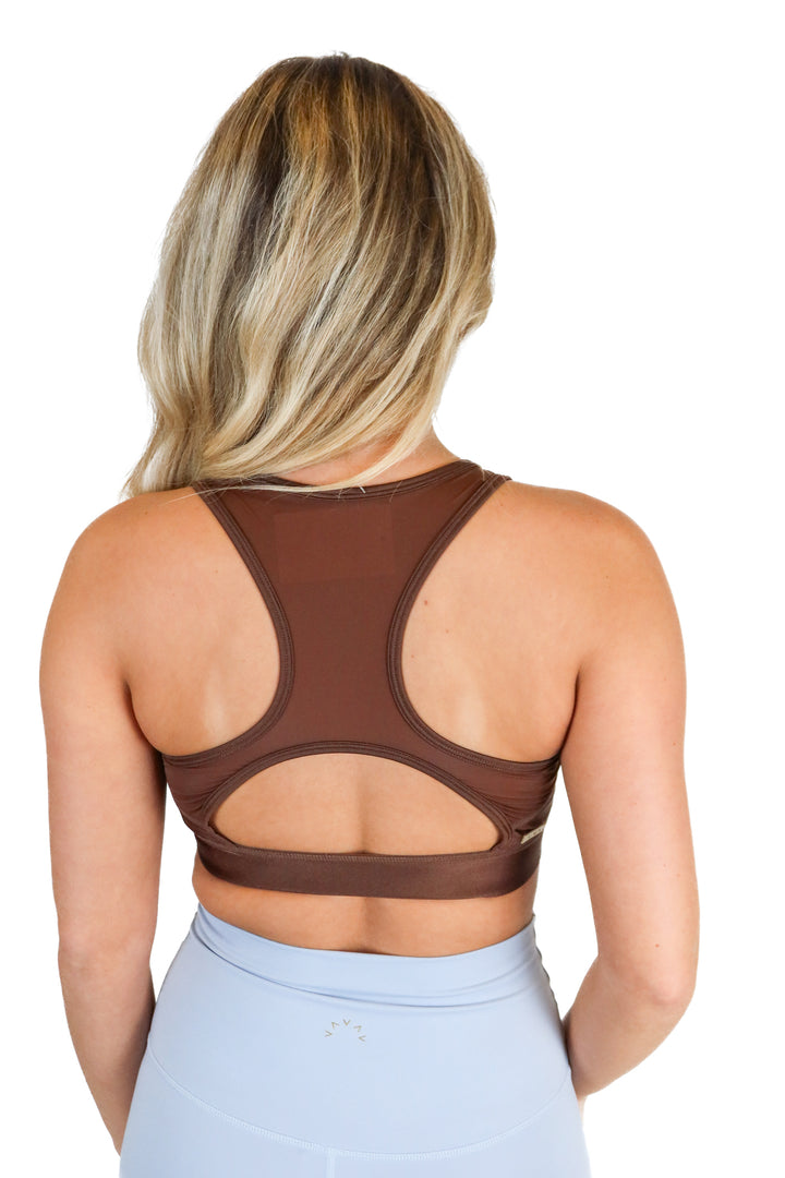 Alala dark brown sports bra (S; retail $65)