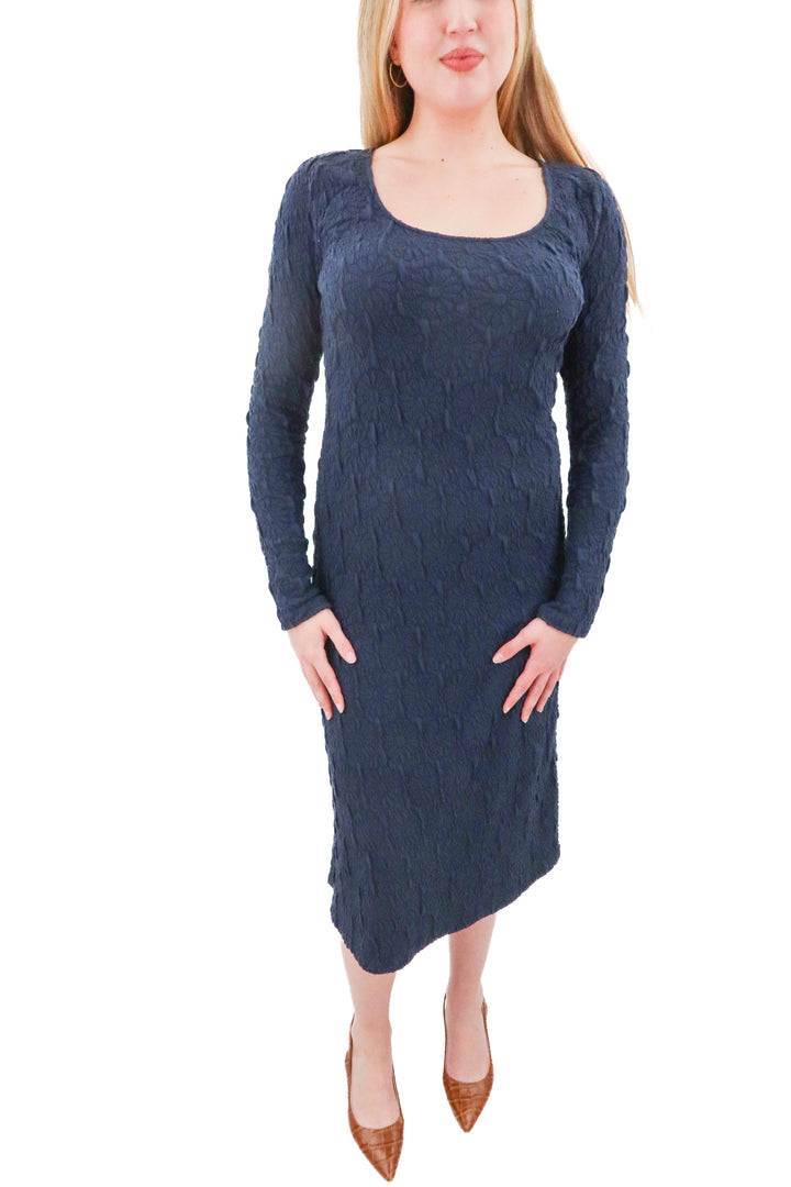 stine goya navy crochet maxi dress (s; retail 450)