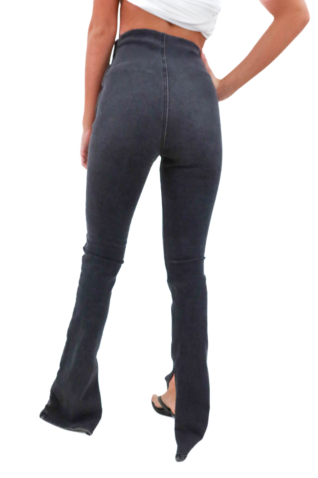 eb denim charcoal grey flare jeans (s; retail $295)