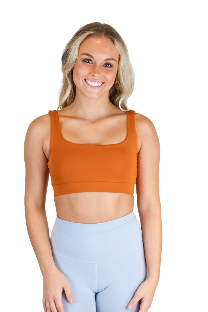 Rust Square Neck Sports Bra (*XS)
