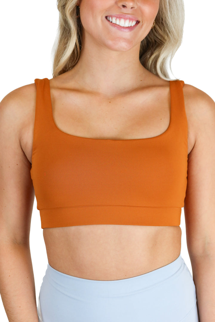 Rust Square Neck Sports Bra (*XS)