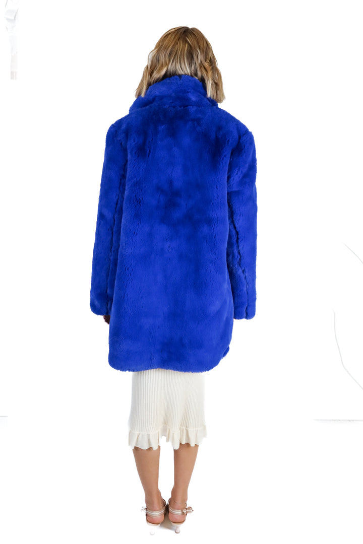Apparis blue fuzzy coat NWT (S; retail $445)