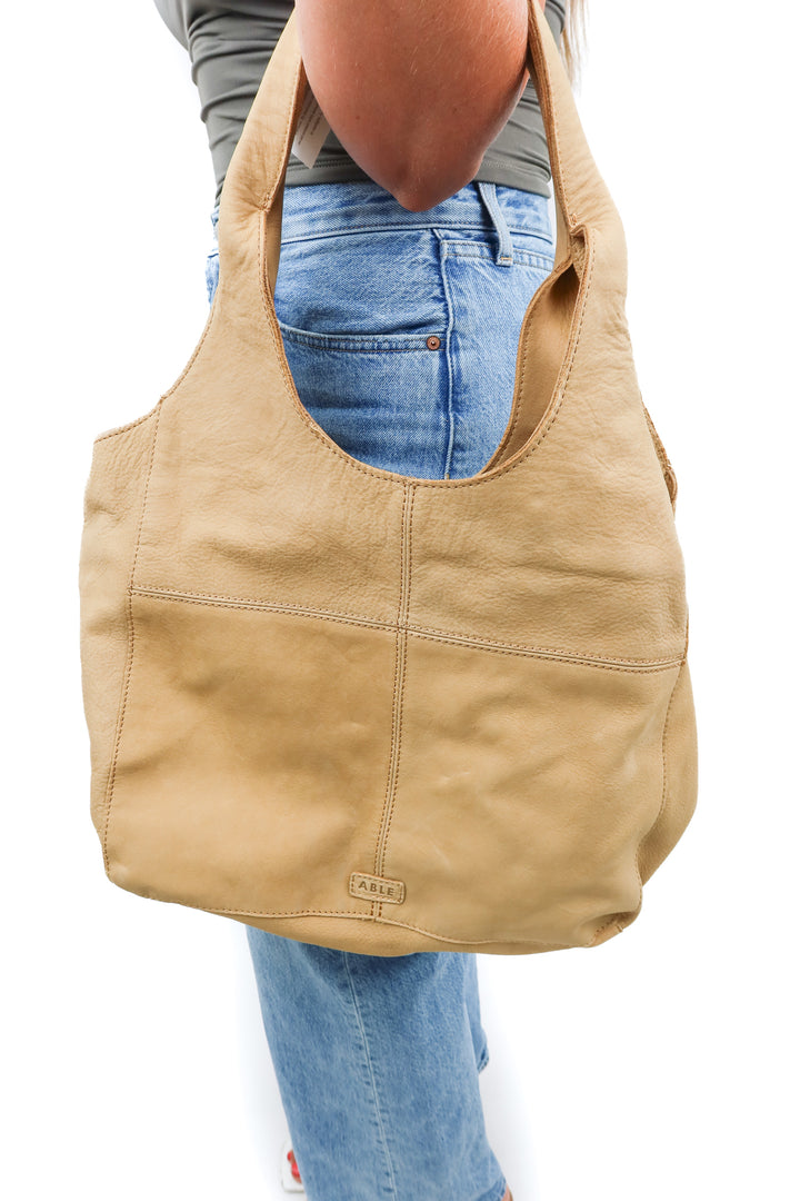 Able x Lauren Akins tan leather tote NWT