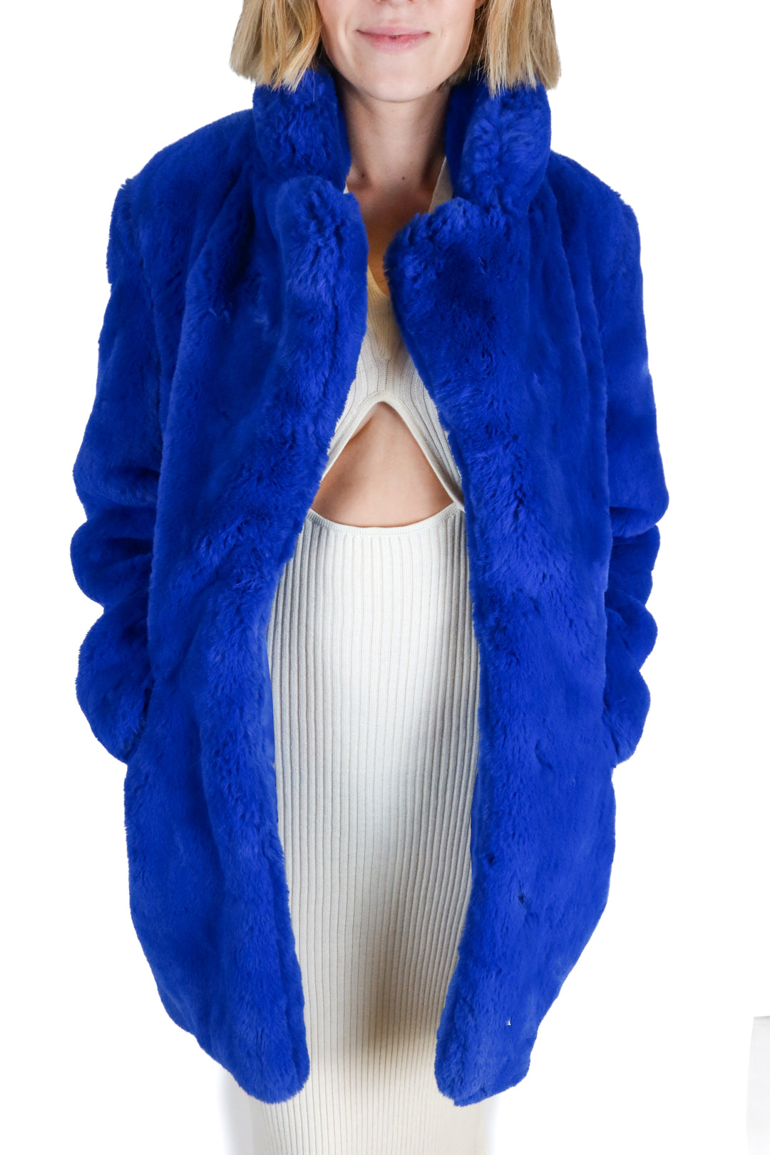Apparis blue fuzzy coat NWT (S; retail $445)