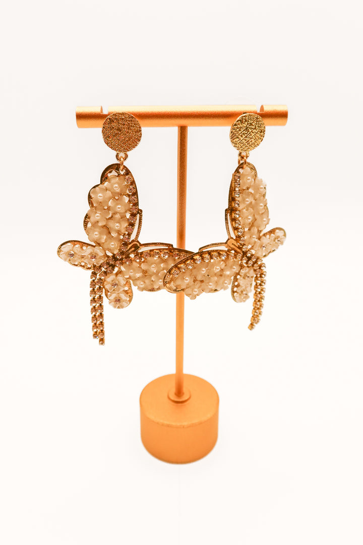 Butterfly beaded/rhinestone earrings