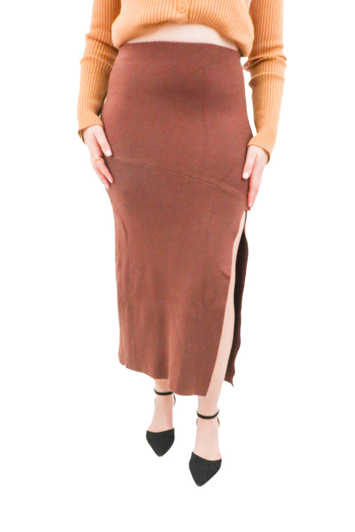 fp beach brown knit skirt (m; retail $88)