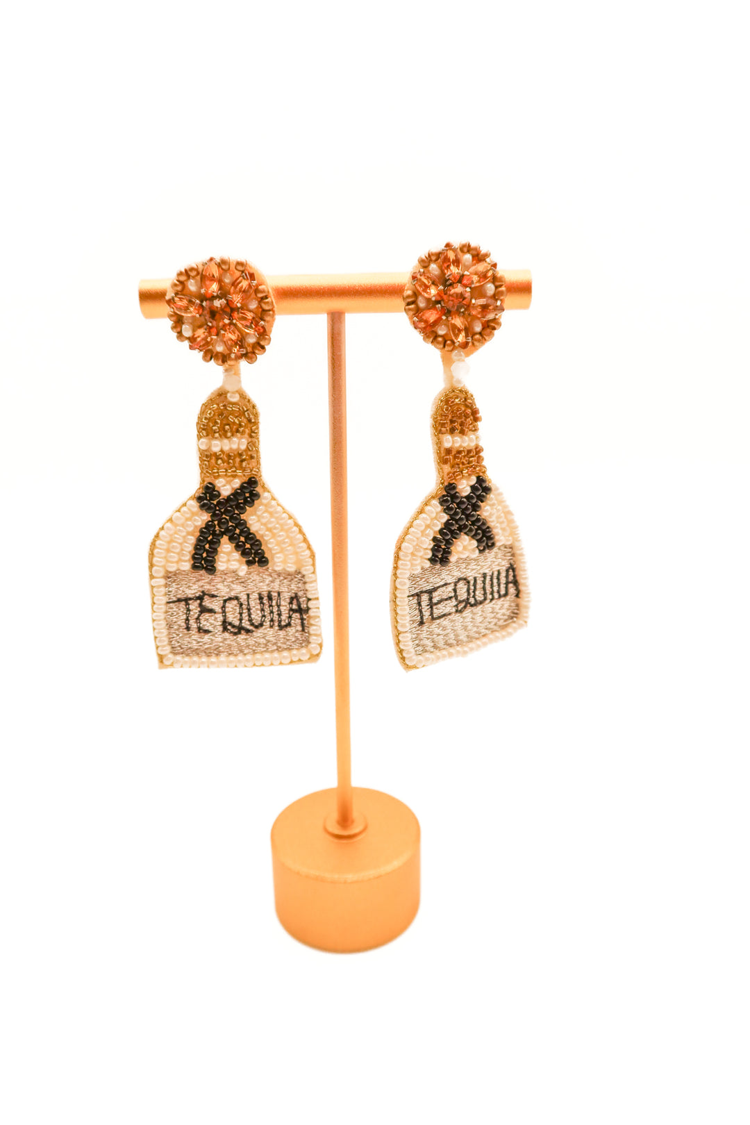 Tequila bottle beaded earrings