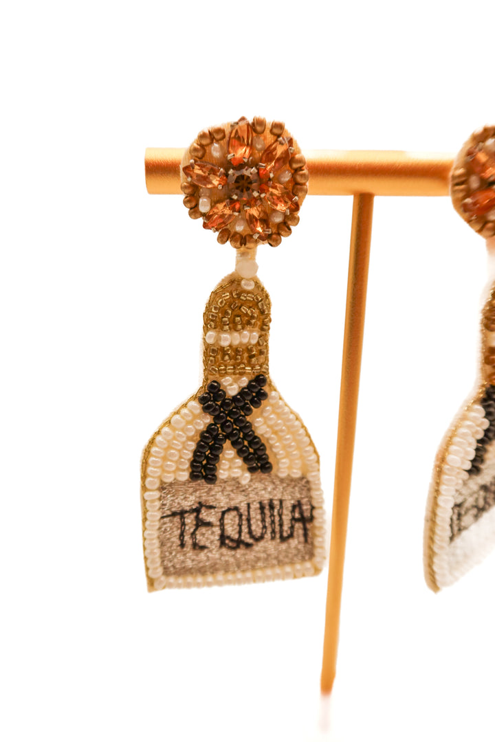 Tequila bottle beaded earrings