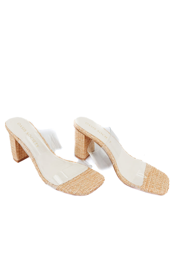 Oasis Society rattan heels (10; retail $80)