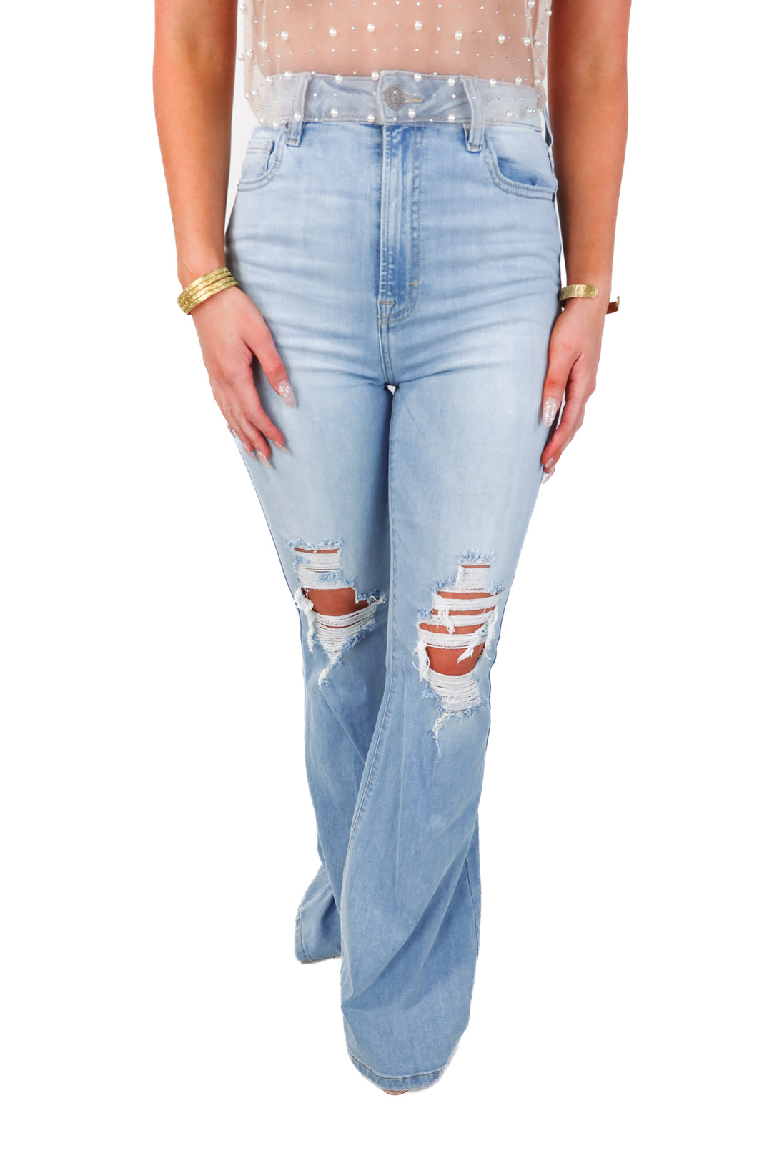hidden light wash flare jeans (28; retail $88)