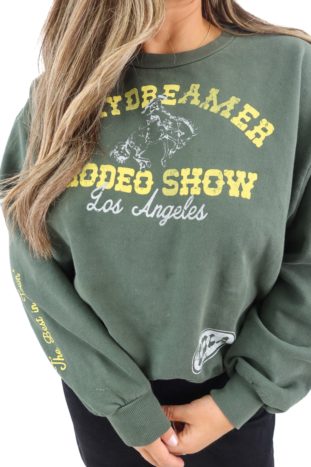 daydreamer green rodeo crewneck (s/m; retail $128)