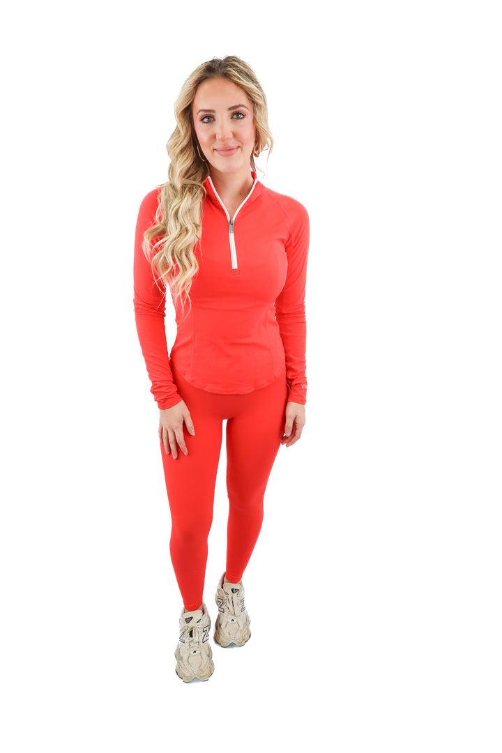 vitality red 1/4 zip/leggings active set (S/M; retail $114)