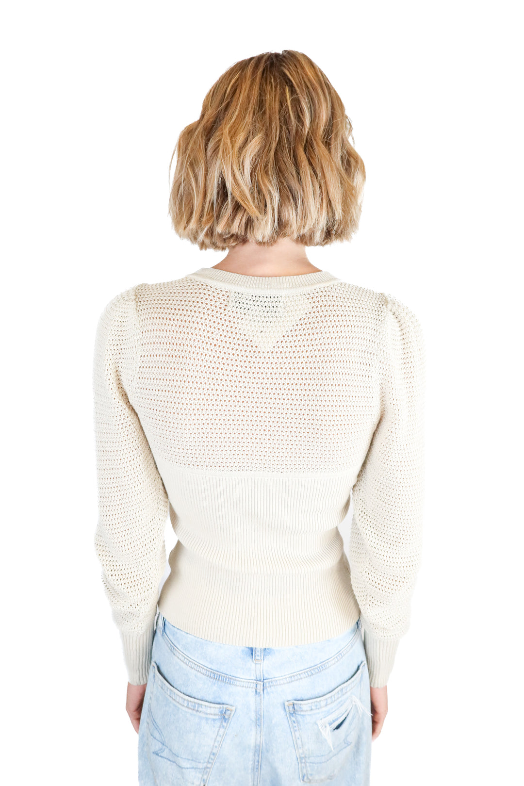dh cream crochet corset sweater (XS)