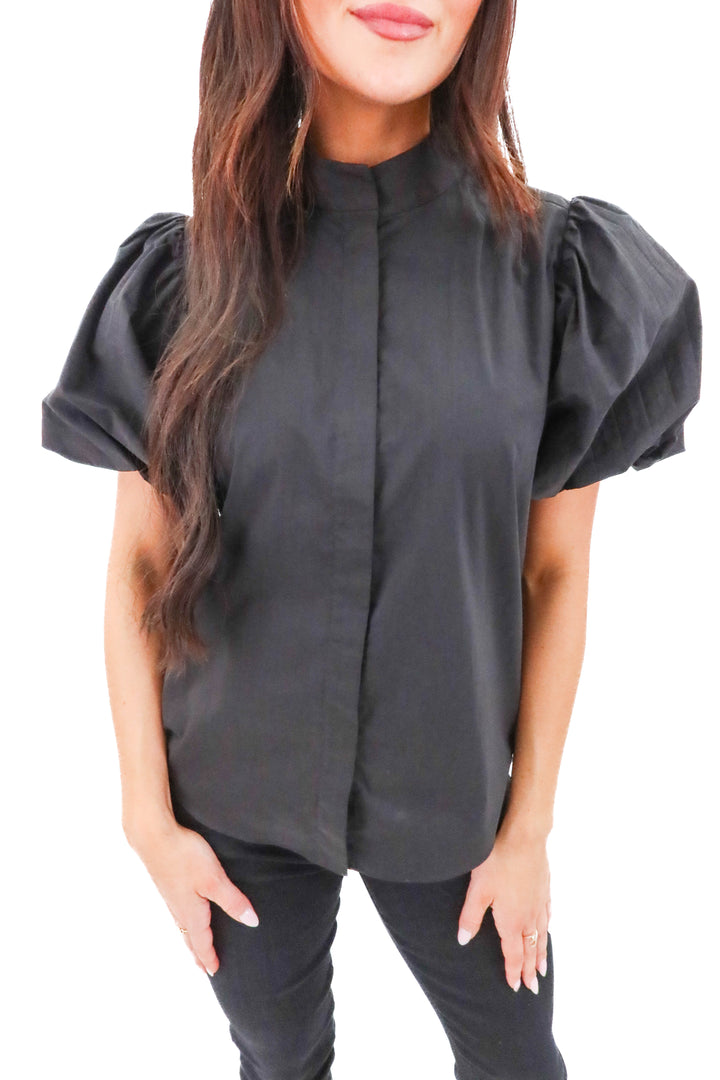 frame black button up top (s; retail $398)
