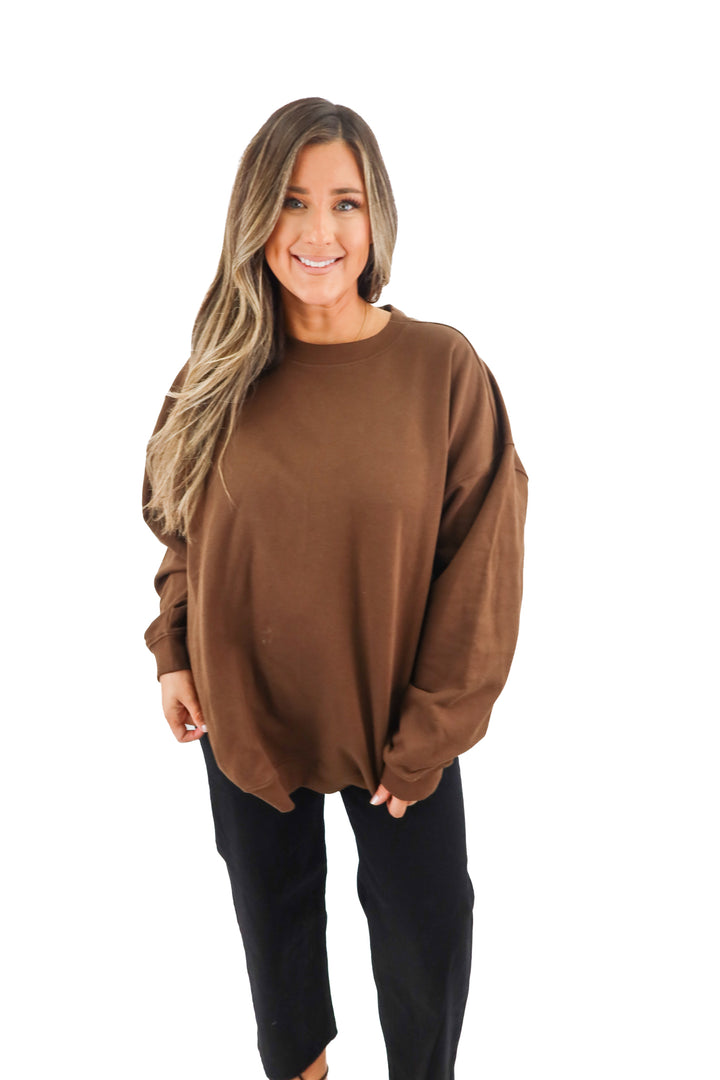 honey swim brown oversized crewneck NWT (L/XL; retail $50)