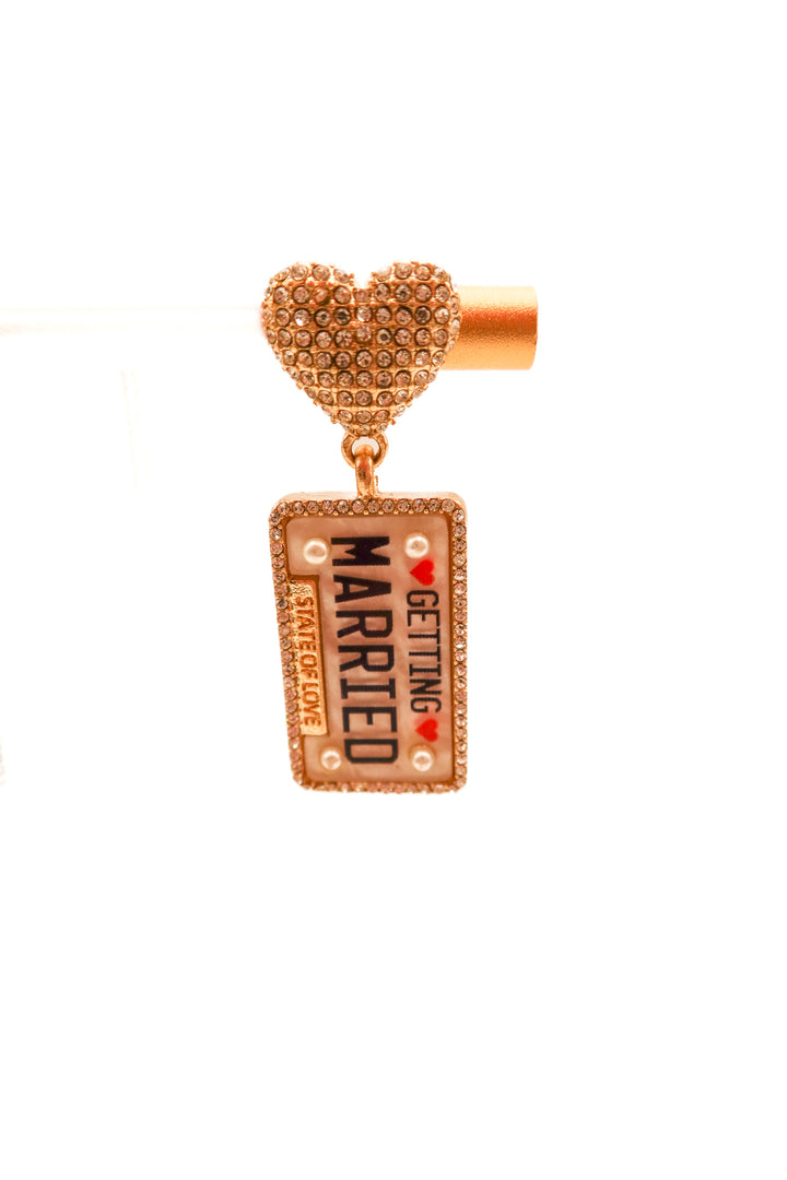 Getting married tag earrings