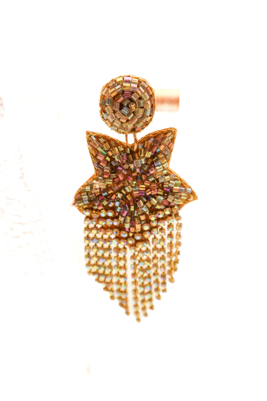 Purple star beaded/rhinestone earrings