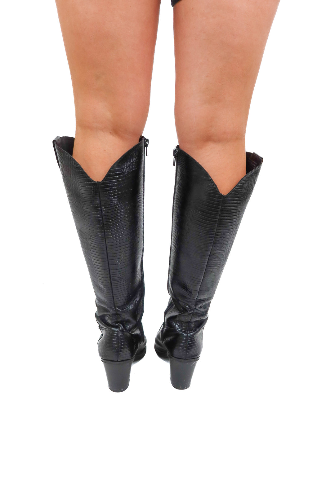 AUCTION (BID ONLY) aldo black tall snakeskin boots (9)- ends 8/19 at 8 pm CT