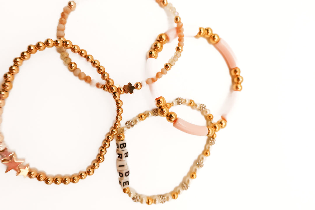 Bride beaded bracelet stack