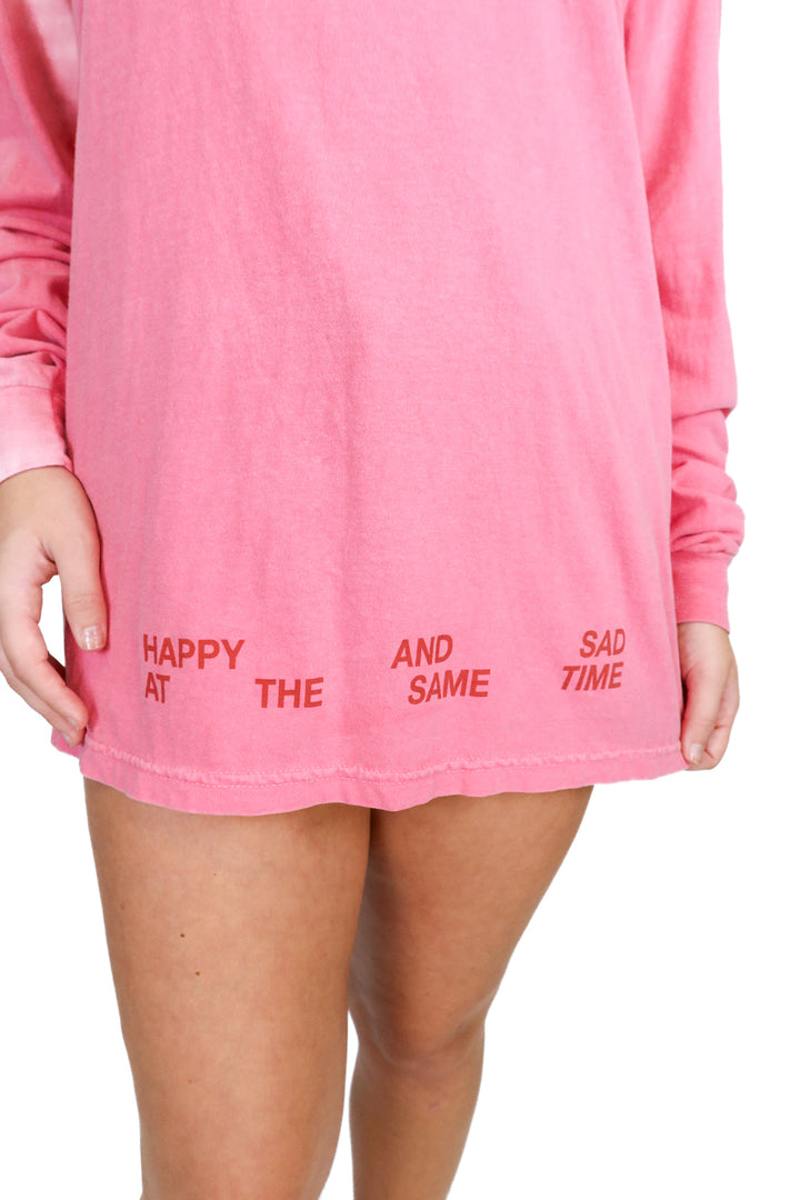 Comfort Colors pink "happy and sad" tee (M)