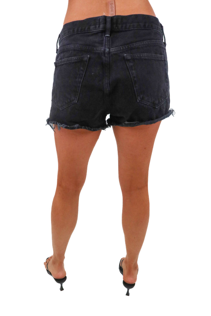agolde black denim shorts (s; retail $148)